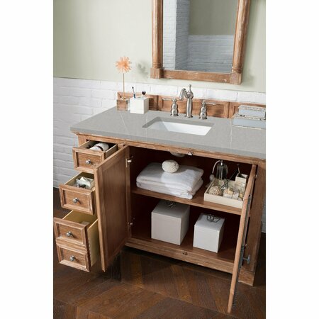 James Martin Vanities Providence 48in Single Vanity, Driftwood w/ 3 CM Eternal Serena Quartz Top 238-105-5211-3ESR